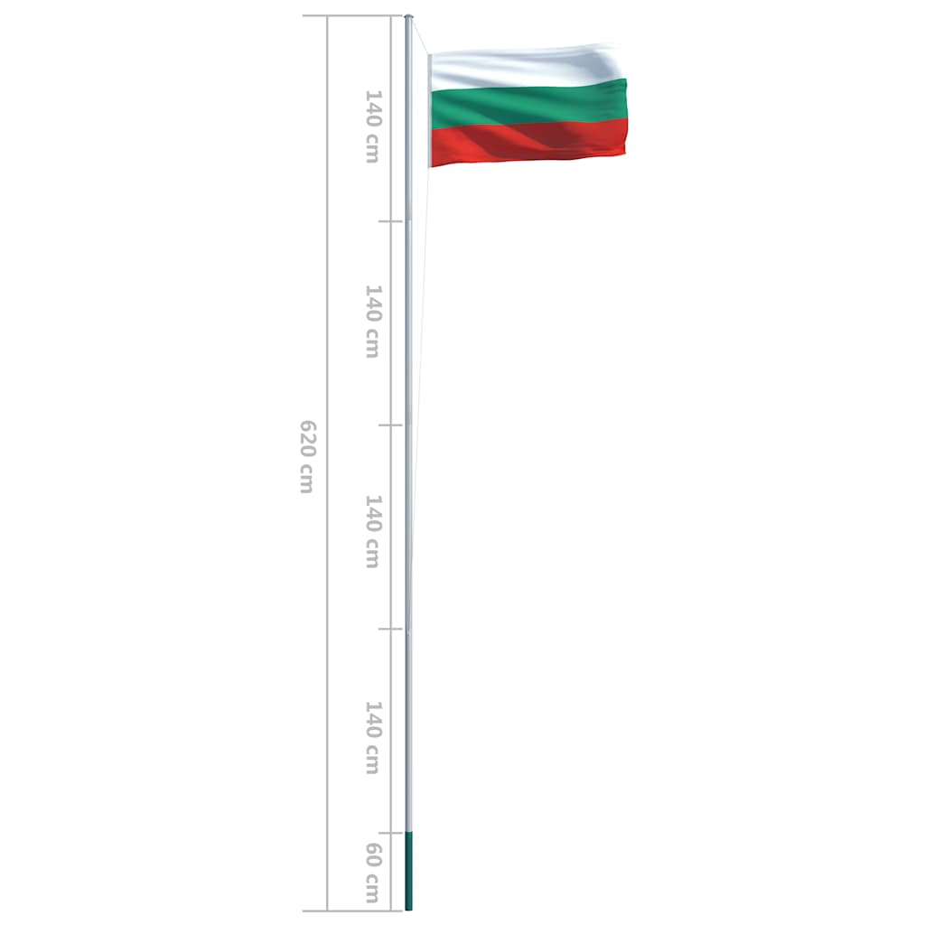 Bandiera della Bulgaria con Pennone in Alluminio 6,2 m
