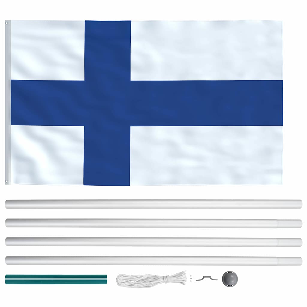 Bandiera della Finlandia con Pennone in Alluminio 6,2 m
