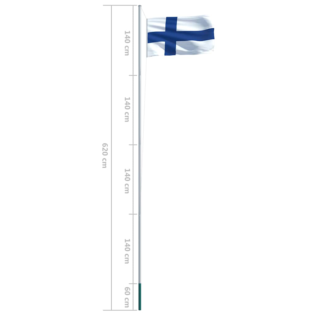 Bandiera della Finlandia con Pennone in Alluminio 6,2 m