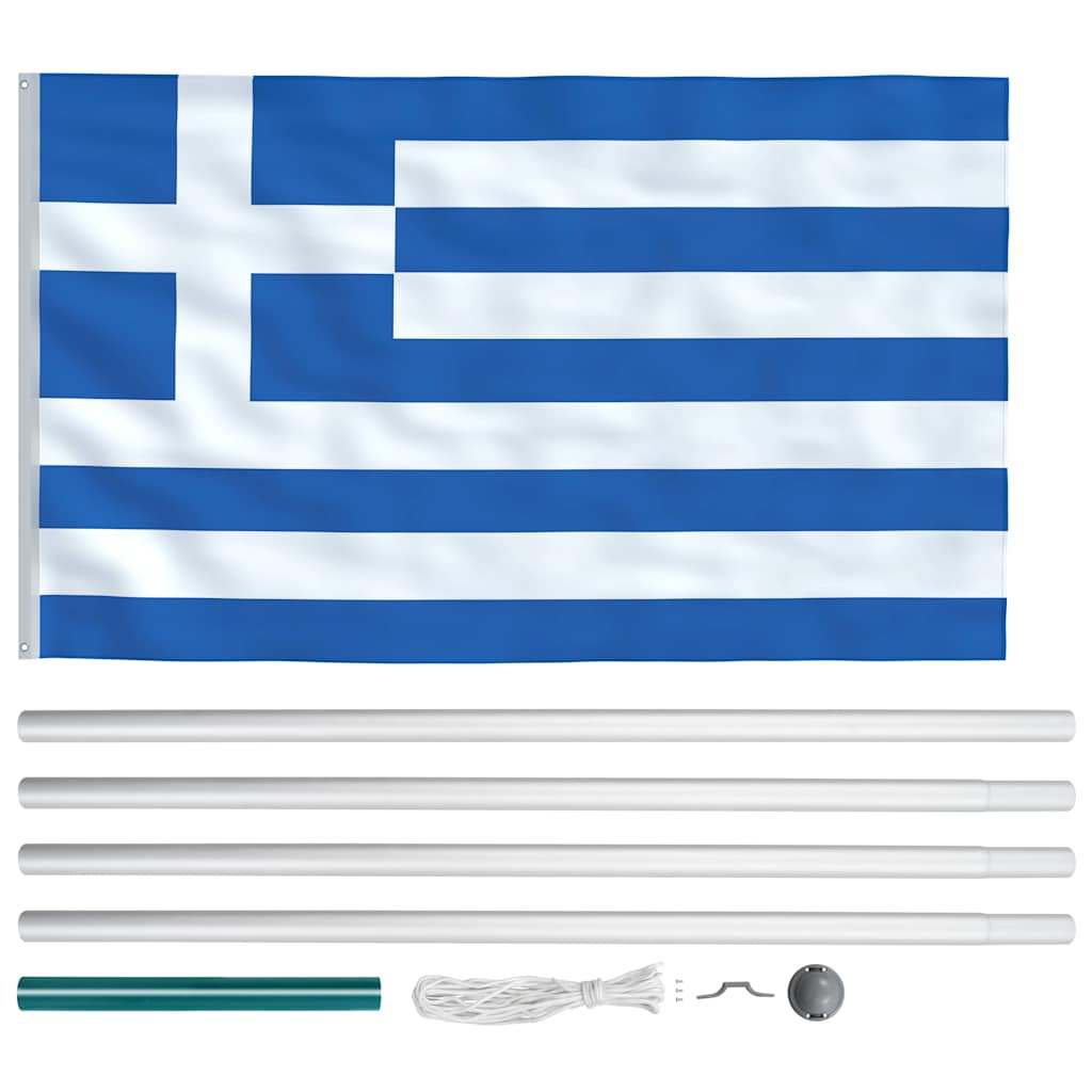 Bandiera della Grecia con Pennone in Alluminio 6,2 m