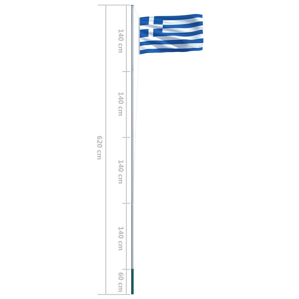 Bandiera della Grecia con Pennone in Alluminio 6,2 m
