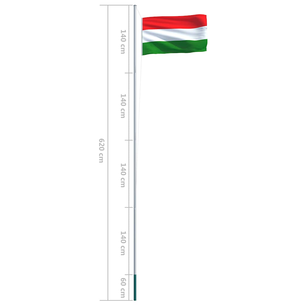 Bandiera dell'Ungheria con Pennone in Alluminio 6,2 m