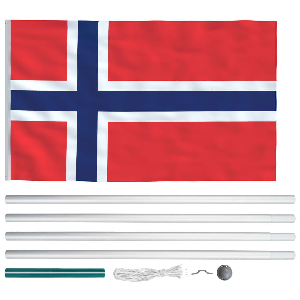 Bandiera della Norvegia con Pennone in Alluminio 6,2 m