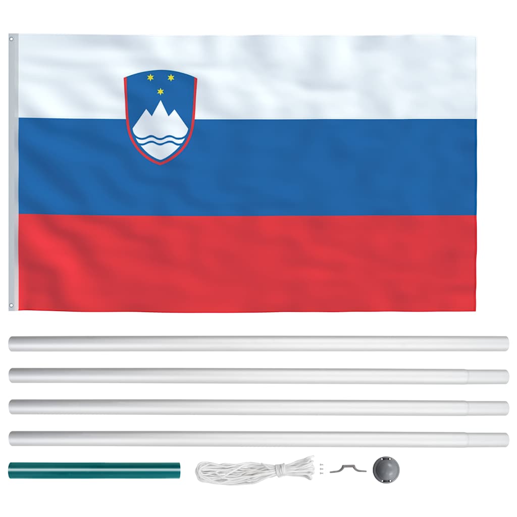 Bandiera della Slovenia con Pennone in Alluminio 6,2 m