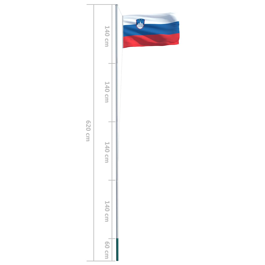 Bandiera della Slovenia con Pennone in Alluminio 6,2 m