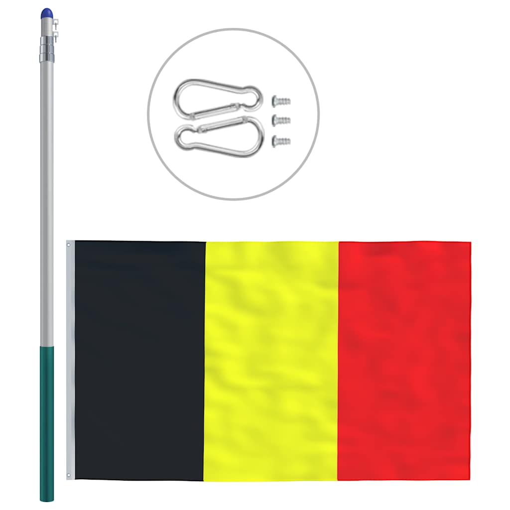 Bandiera del Belgio con Pennone in Alluminio 6 m