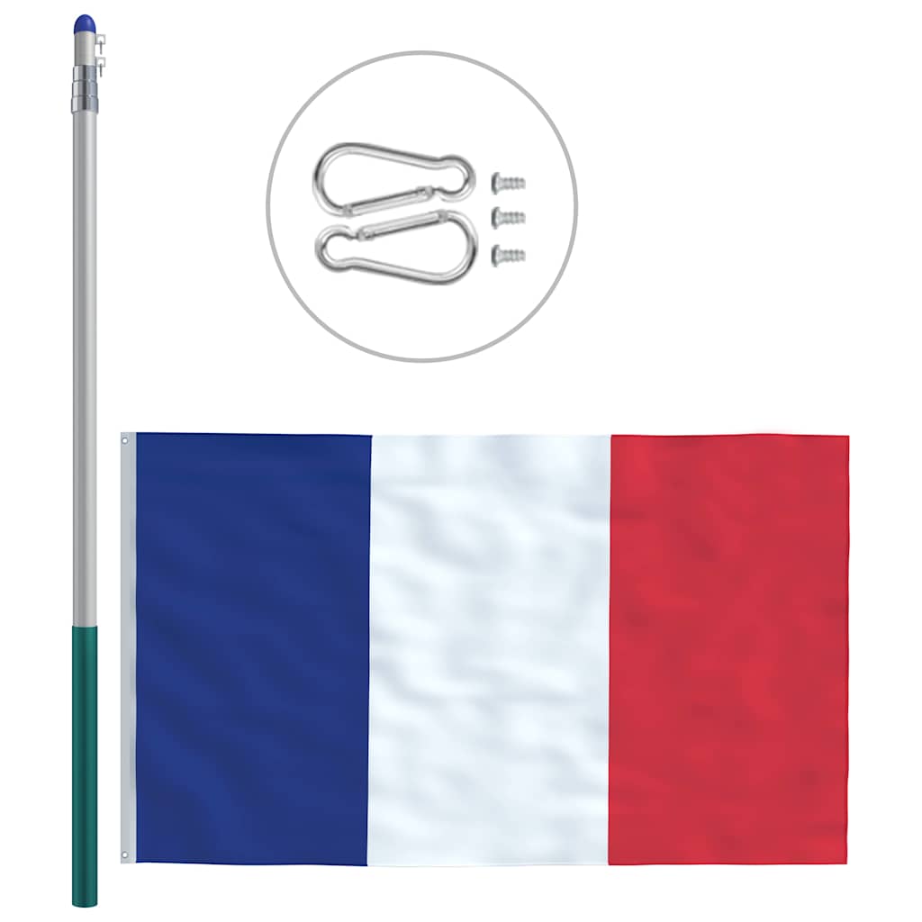 Bandiera della Francia con Pennone in Alluminio 6 m