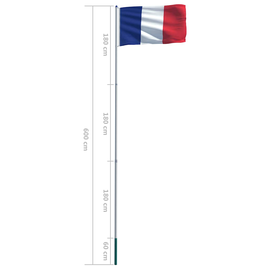 Bandiera della Francia con Pennone in Alluminio 6 m