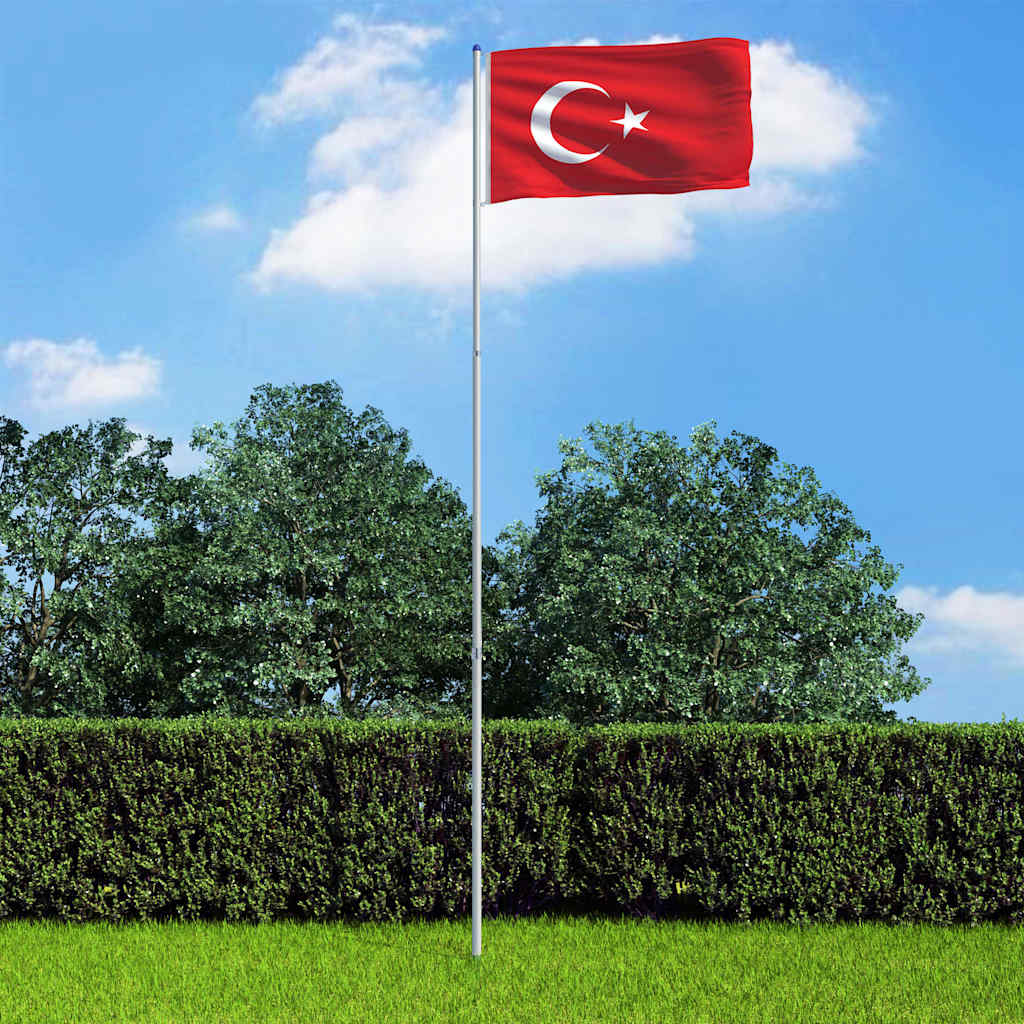 Bandiera della Turchia con Pennone in Alluminio 6 m
