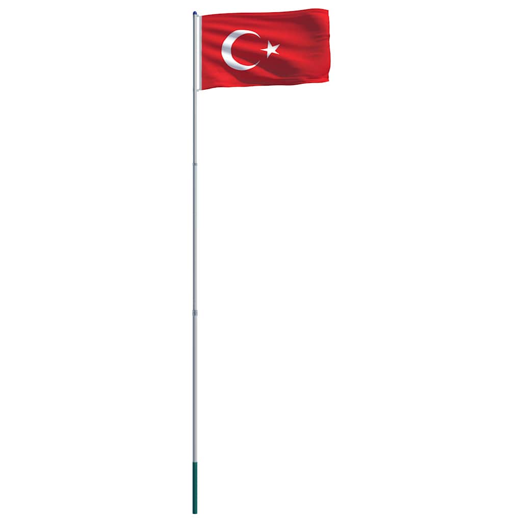 Bandiera della Turchia con Pennone in Alluminio 6 m
