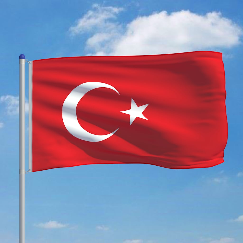Bandiera della Turchia con Pennone in Alluminio 6 m