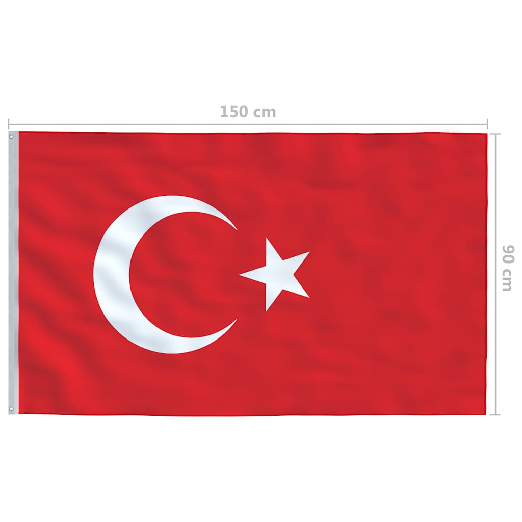 Bandiera della Turchia con Pennone in Alluminio 6 m