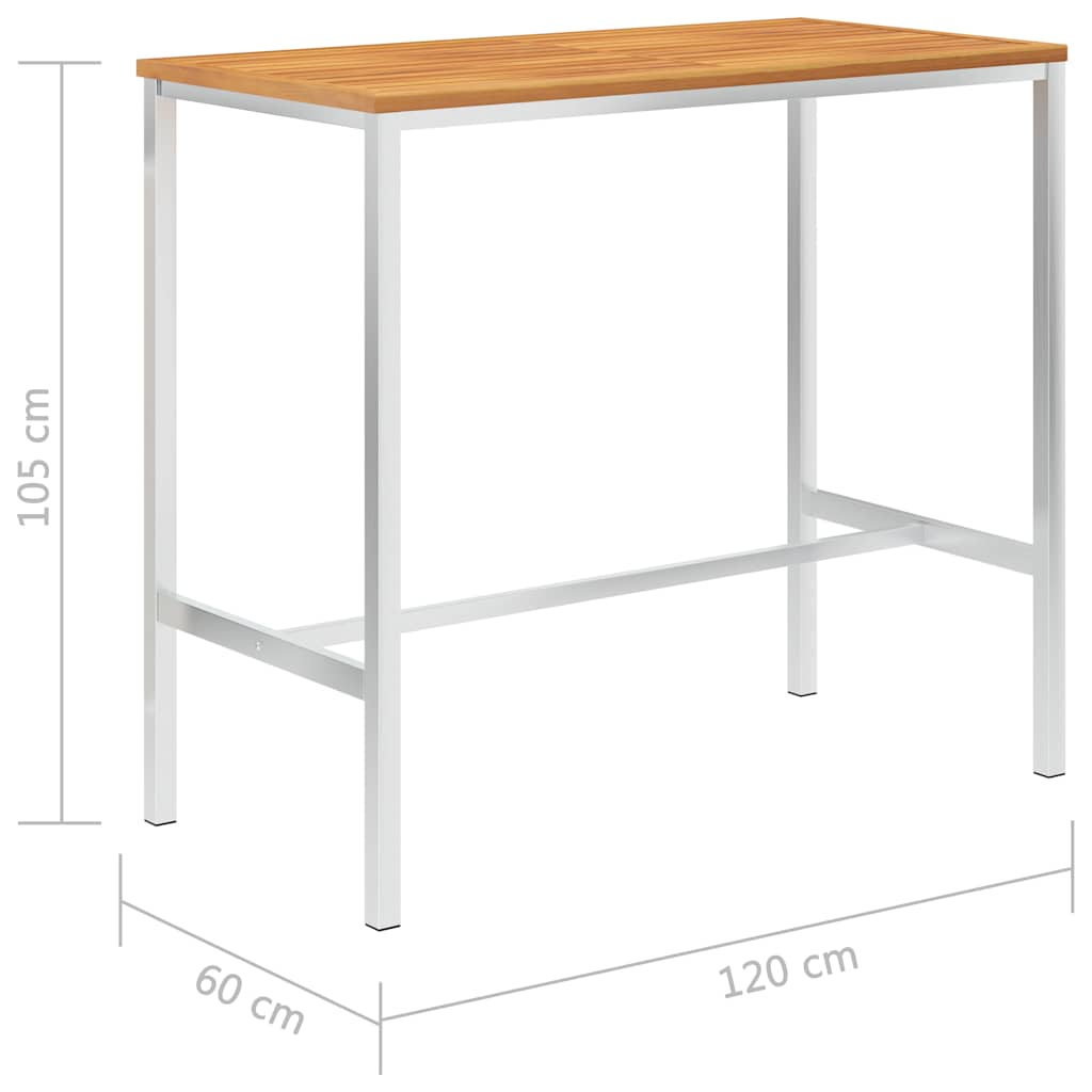 Set da Pranzo da Giardino 5 pz Massello di Acacia Acciaio Inox
