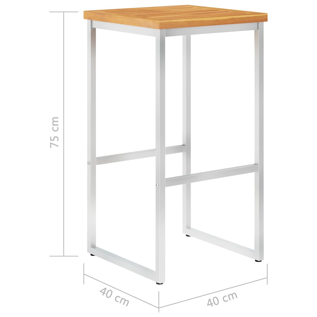 Set da Pranzo da Giardino 5 pz Massello di Acacia Acciaio Inox