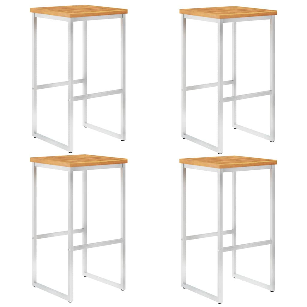 Set da Pranzo da Giardino 5 pz Massello di Acacia Acciaio Inox
