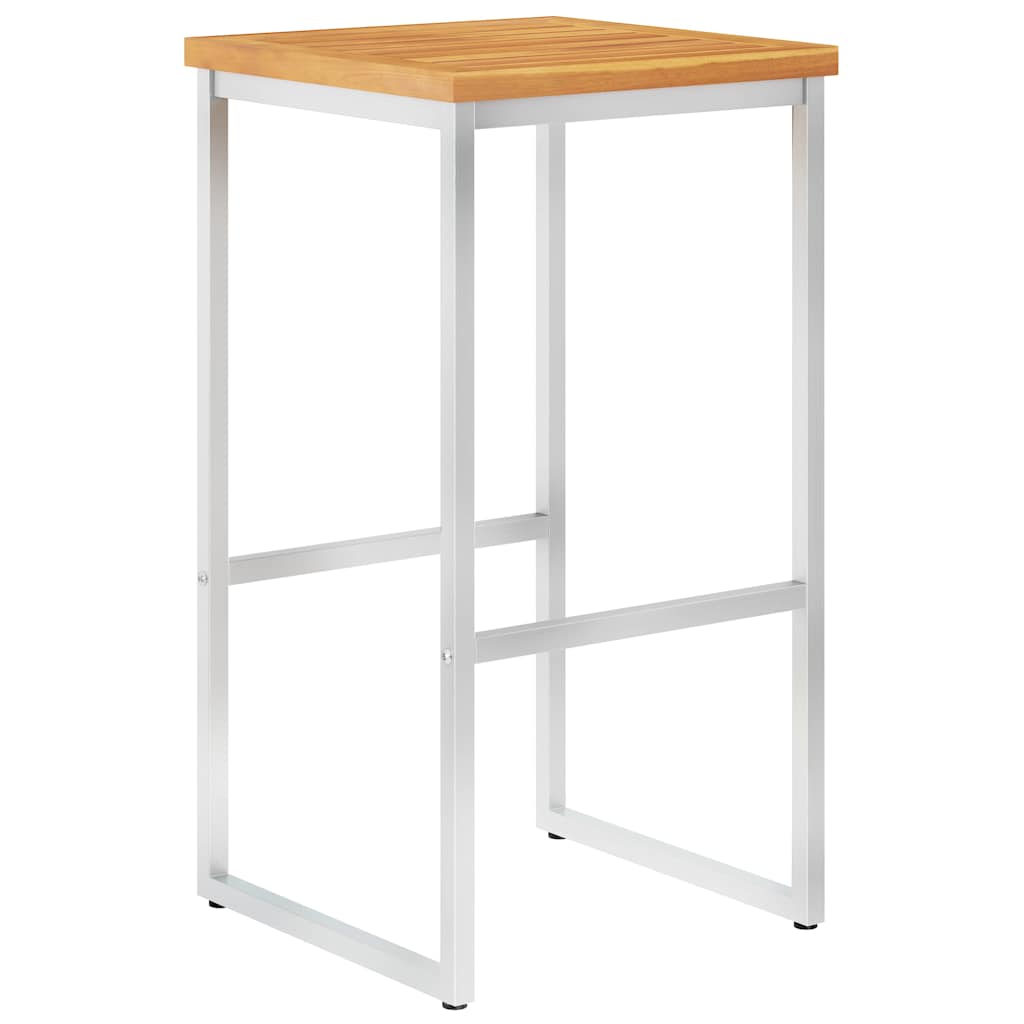 Set da Pranzo da Giardino 5 pz Massello di Acacia Acciaio Inox