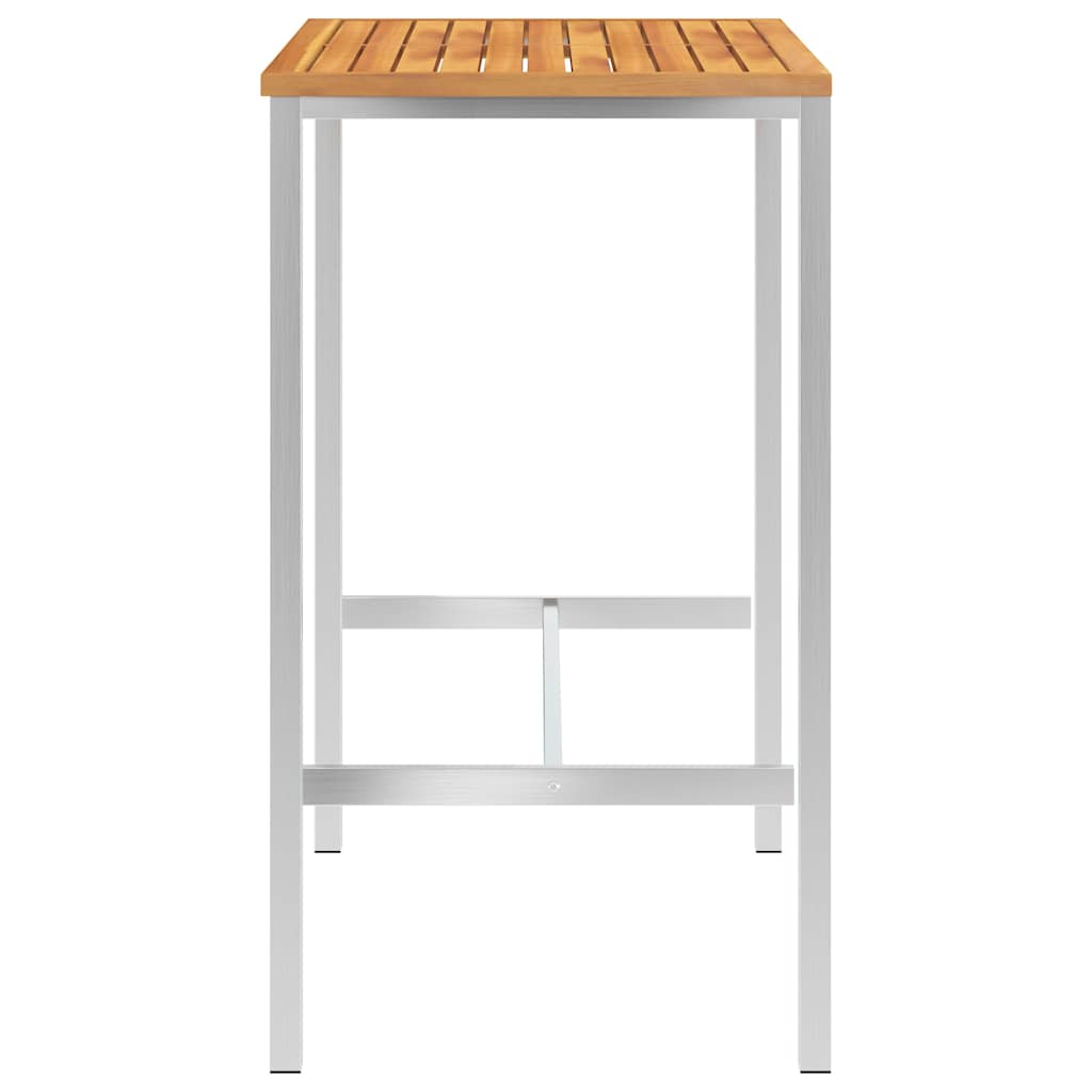 Set da Pranzo da Giardino 5 pz Massello di Acacia Acciaio Inox