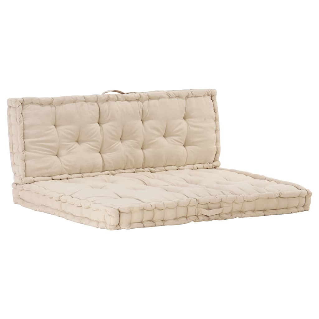 Cuscini per Pallet e Pavimento 2 pz in Cotone Beige