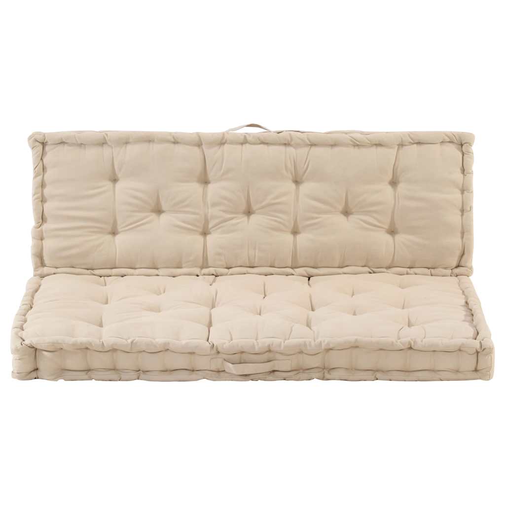Cuscini per Pallet e Pavimento 2 pz in Cotone Beige