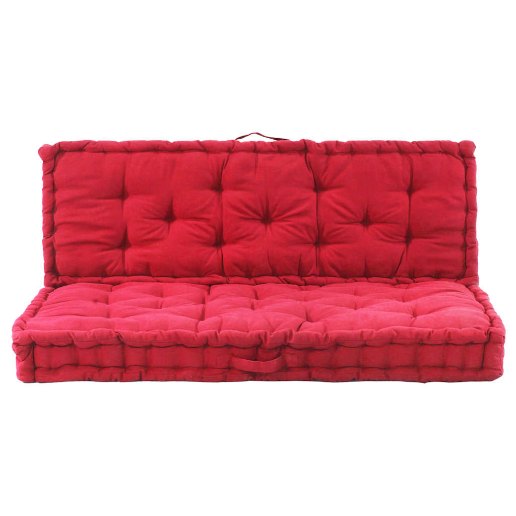 Cuscini per Pallet e Pavimento 2 pz in Cotone Rosso Bordò