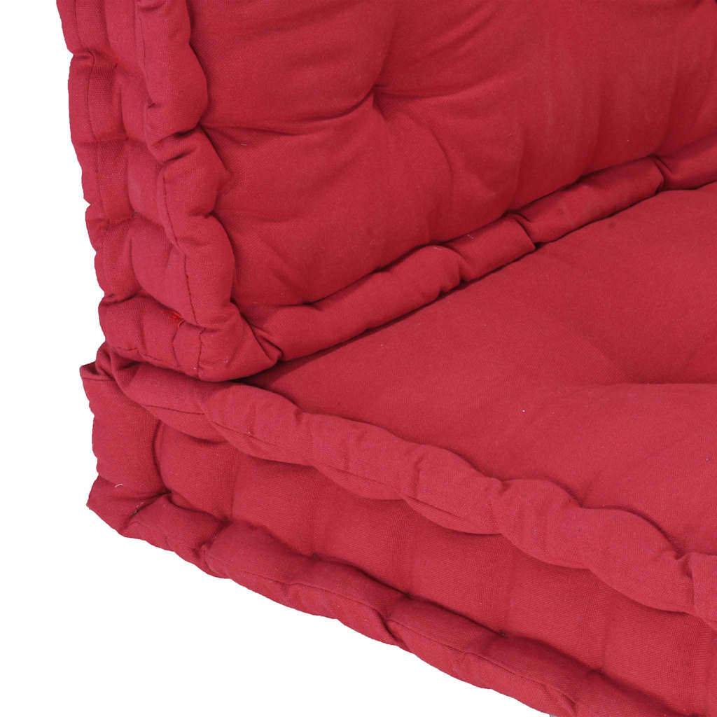 Cuscini per Pallet e Pavimento 2 pz in Cotone Rosso Bordò
