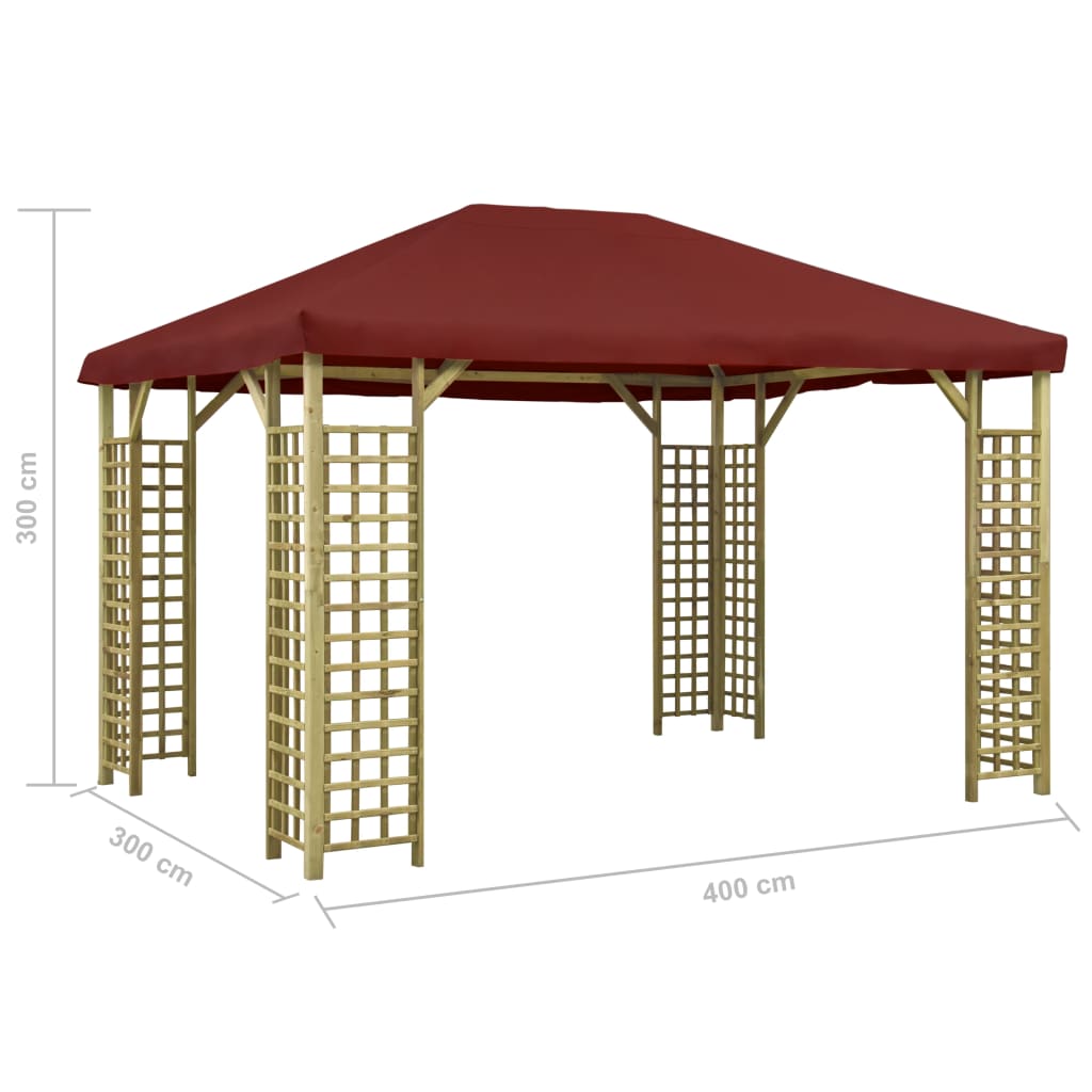 Gazebo 4x3 m Rosso Bordò