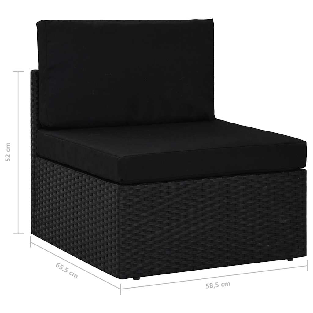 Set Divani da Giardino 6 pz in Polyrattan Nero