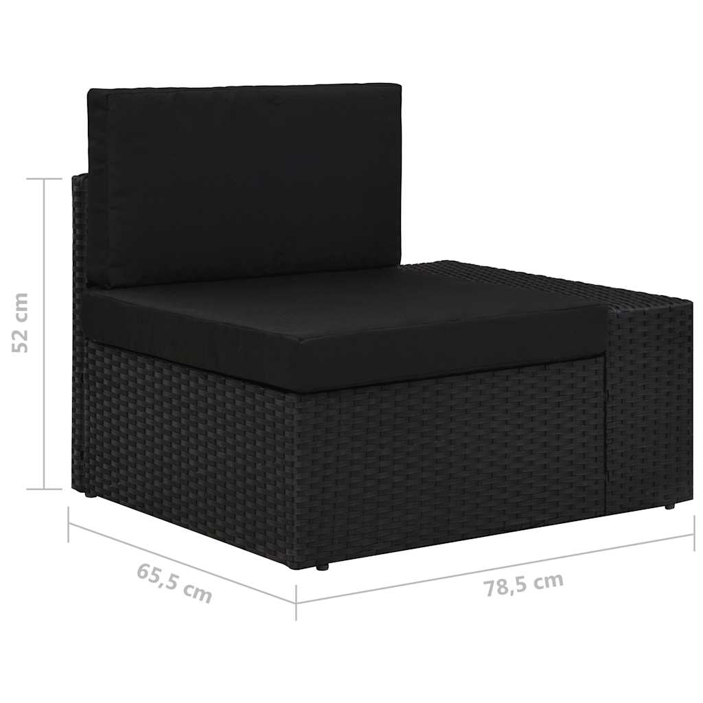 Set Divani da Giardino 4 pz in Polyrattan Nero