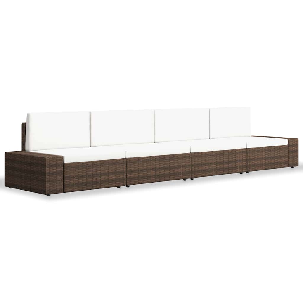 Set Divani da Giardino 4 pz in Polyrattan Marrone