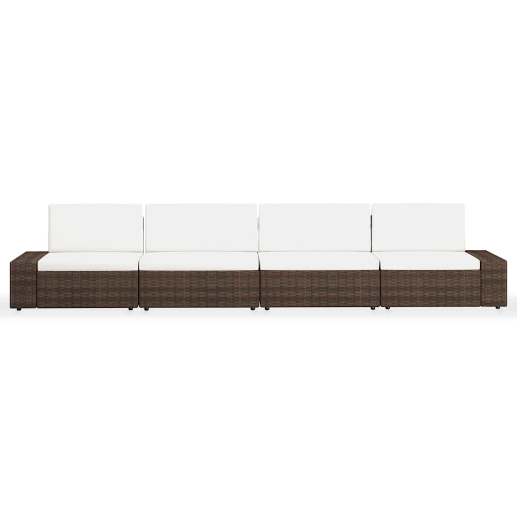 Set Divani da Giardino 4 pz in Polyrattan Marrone