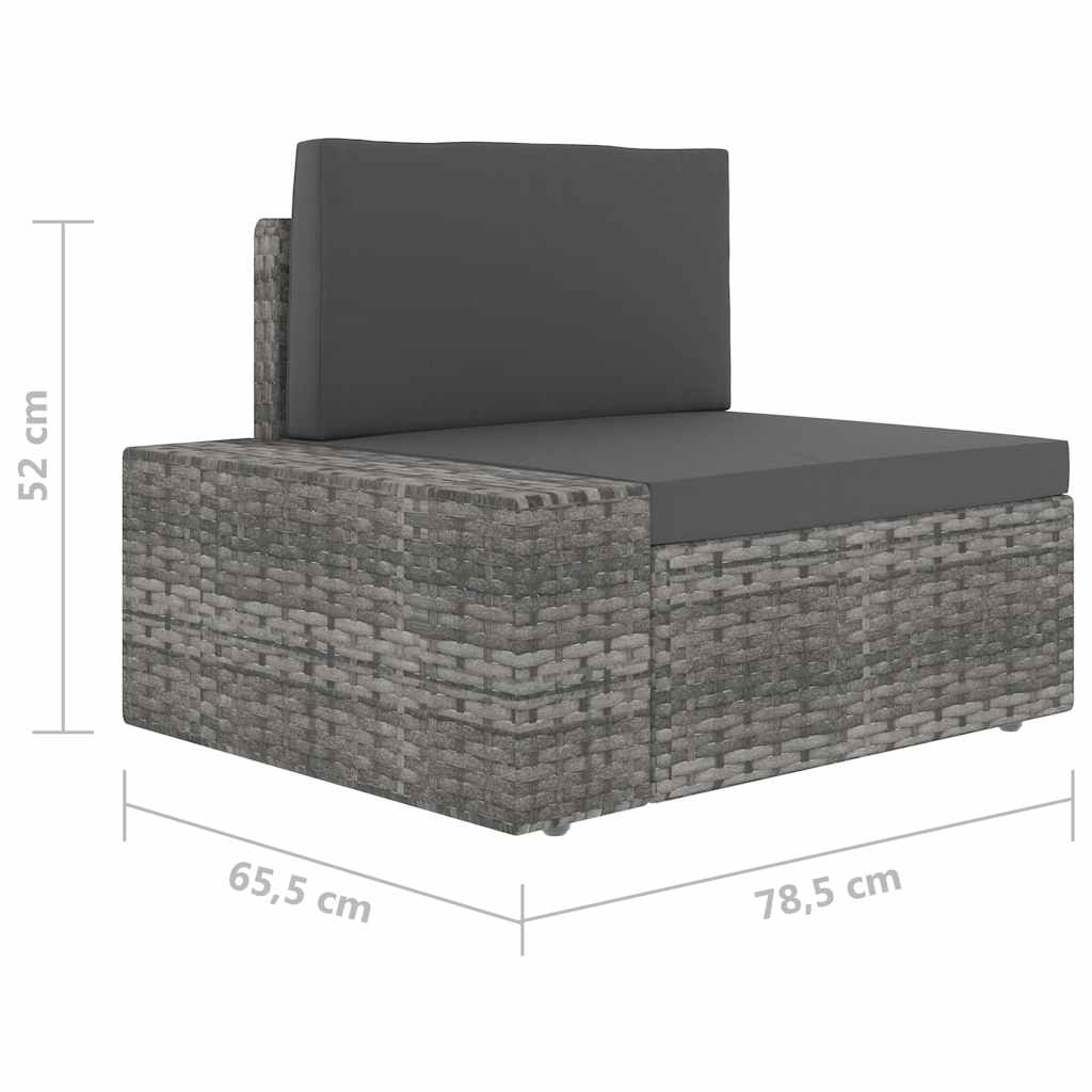 Set Divani da Giardino 5 pz in Polyrattan Grigio