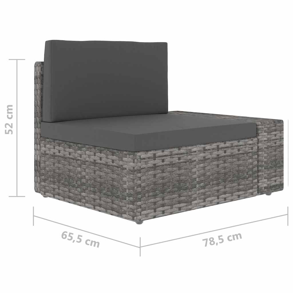 Set Divani da Giardino 4 pz in Polyrattan Grigio