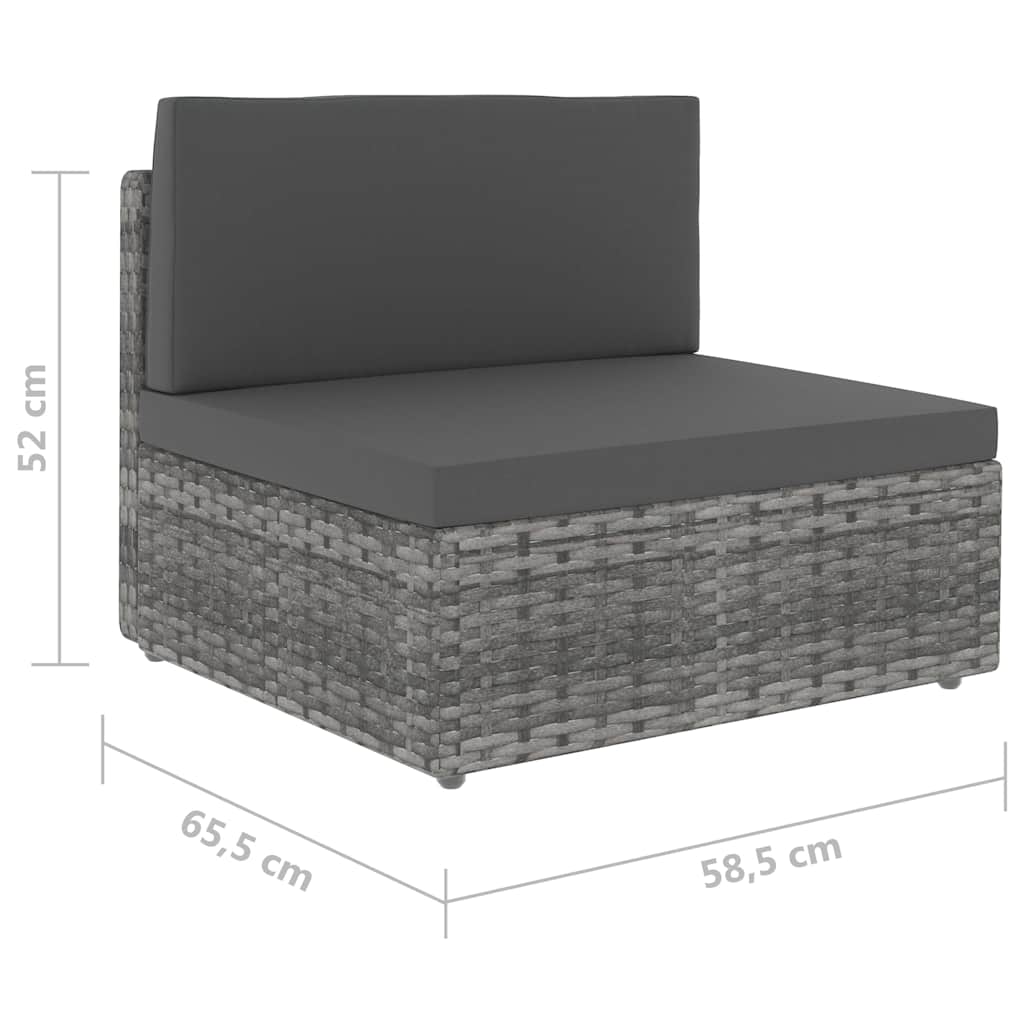Set Divani da Giardino 5 pz in Polyrattan Grigio