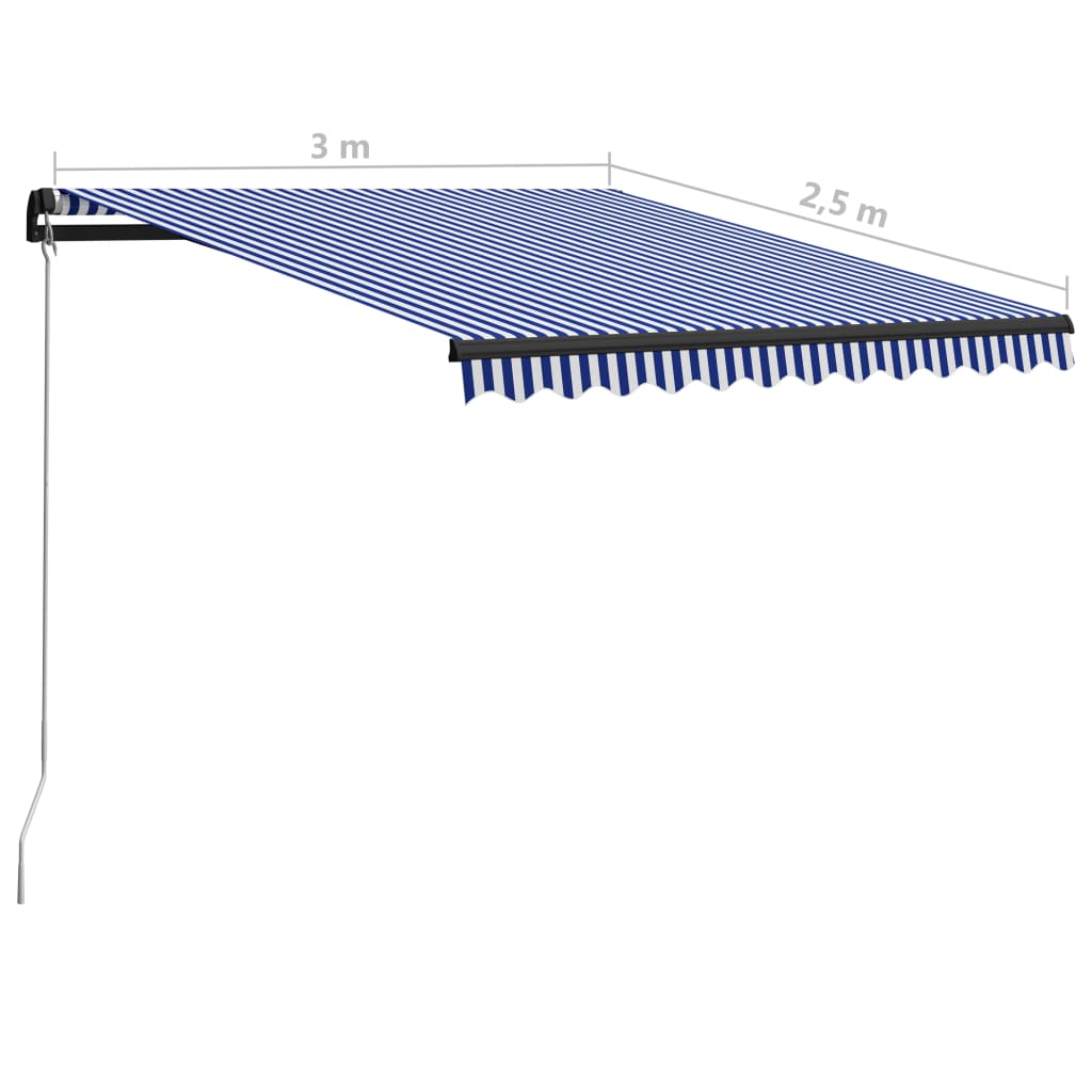 Tenda da Sole Retrattile Manuale 300x250 cm Blu e Bianca