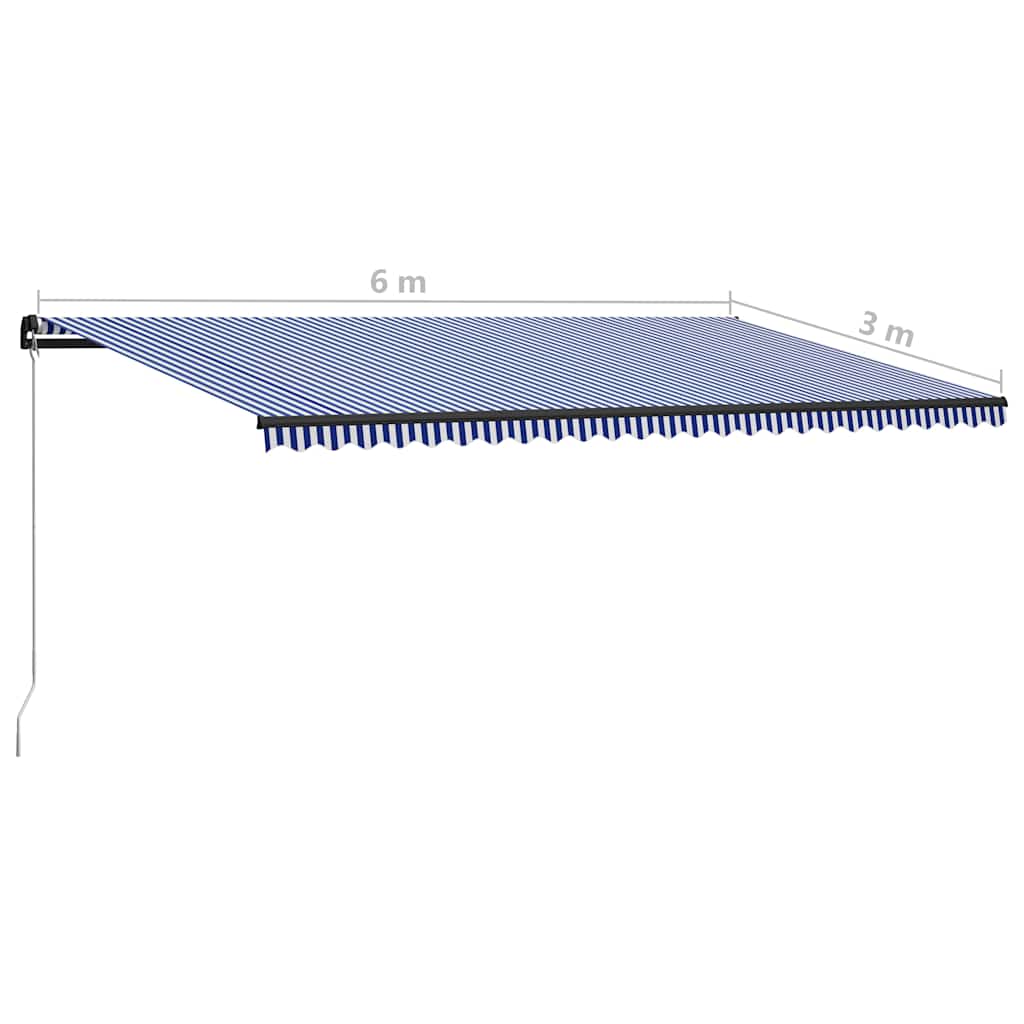 Tenda da Sole Retrattile Manuale 600x300 cm Blu e Bianca