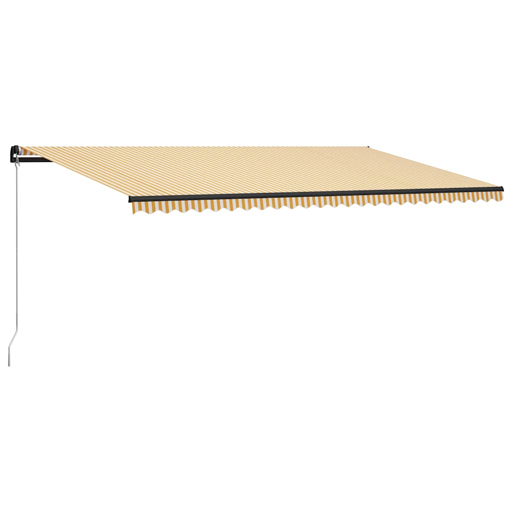Tenda da Sole Retrattile Manuale e LED 600x300cm Gialla Bianca