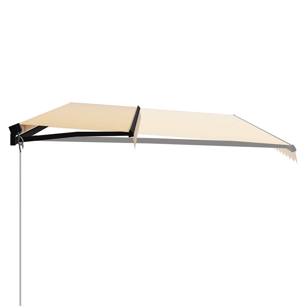 Tenda da Sole Retrattile Manuale e LED 600x300cm Gialla Bianca