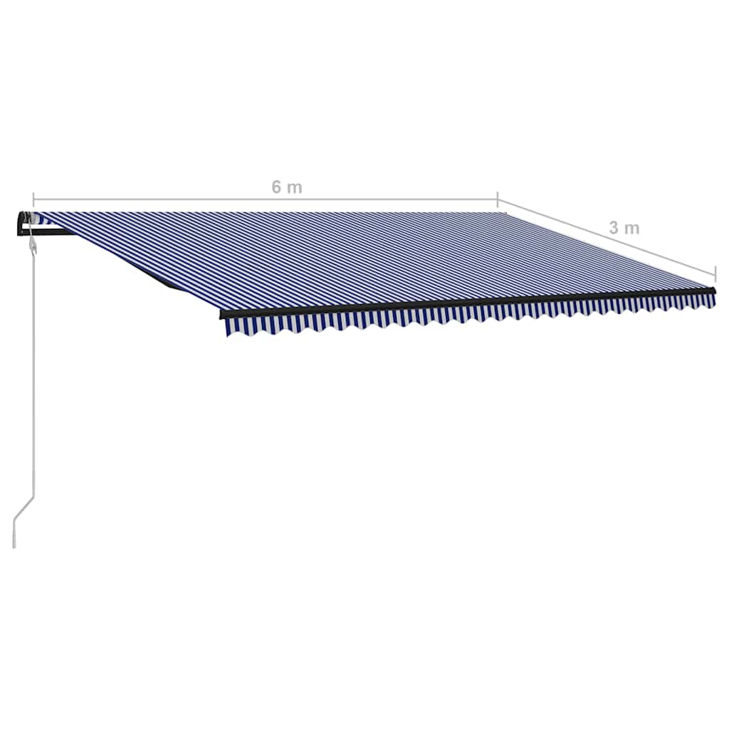 Tenda da Sole Retrattile Automatica 600x300 cm Blu e Bianca