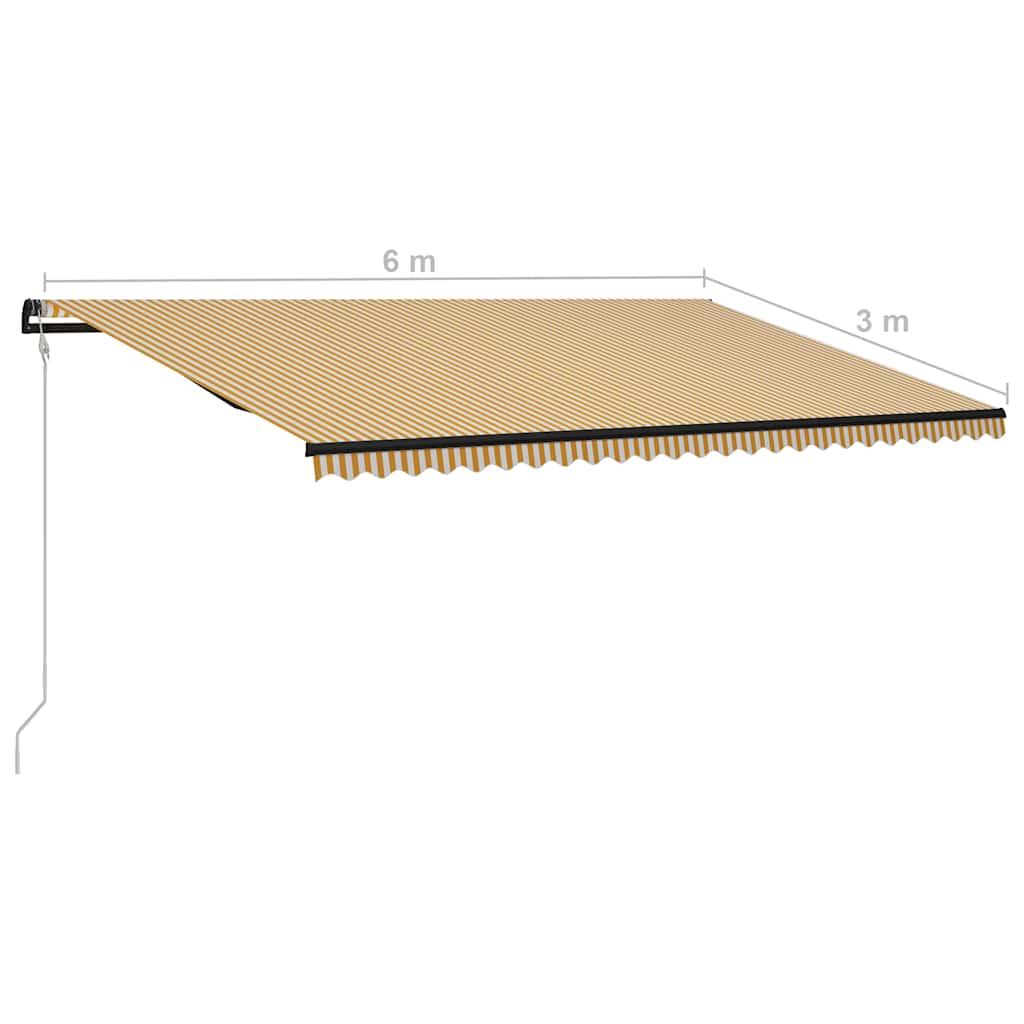Tenda da Sole Retrattile Automatica 600x300 cm Gialla e Bianca