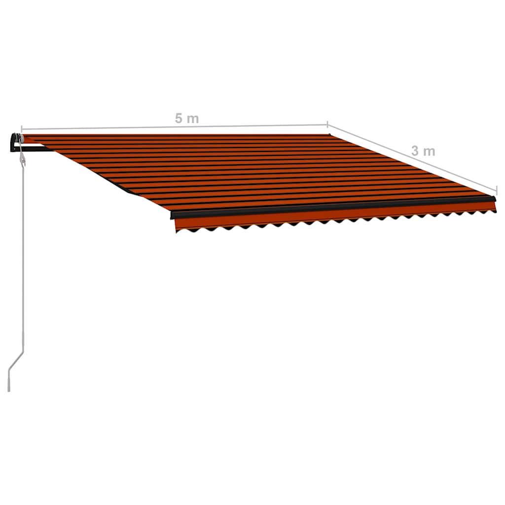 Tenda da Sole Retrattile Sensore Vento LED 500x300cm Arancio Marrone