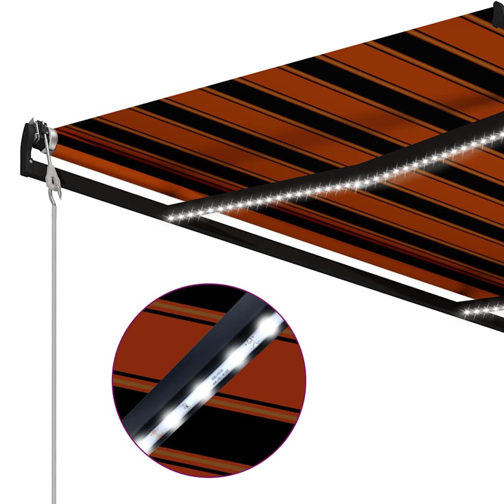 Tenda da Sole Retrattile Sensore Vento LED 500x300cm Arancio Marrone