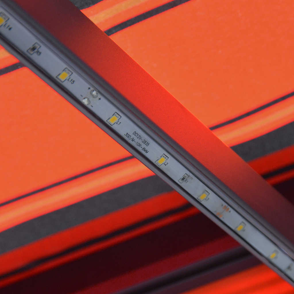 Tenda da Sole Retrattile Sensore Vento LED 500x300cm Arancio Marrone