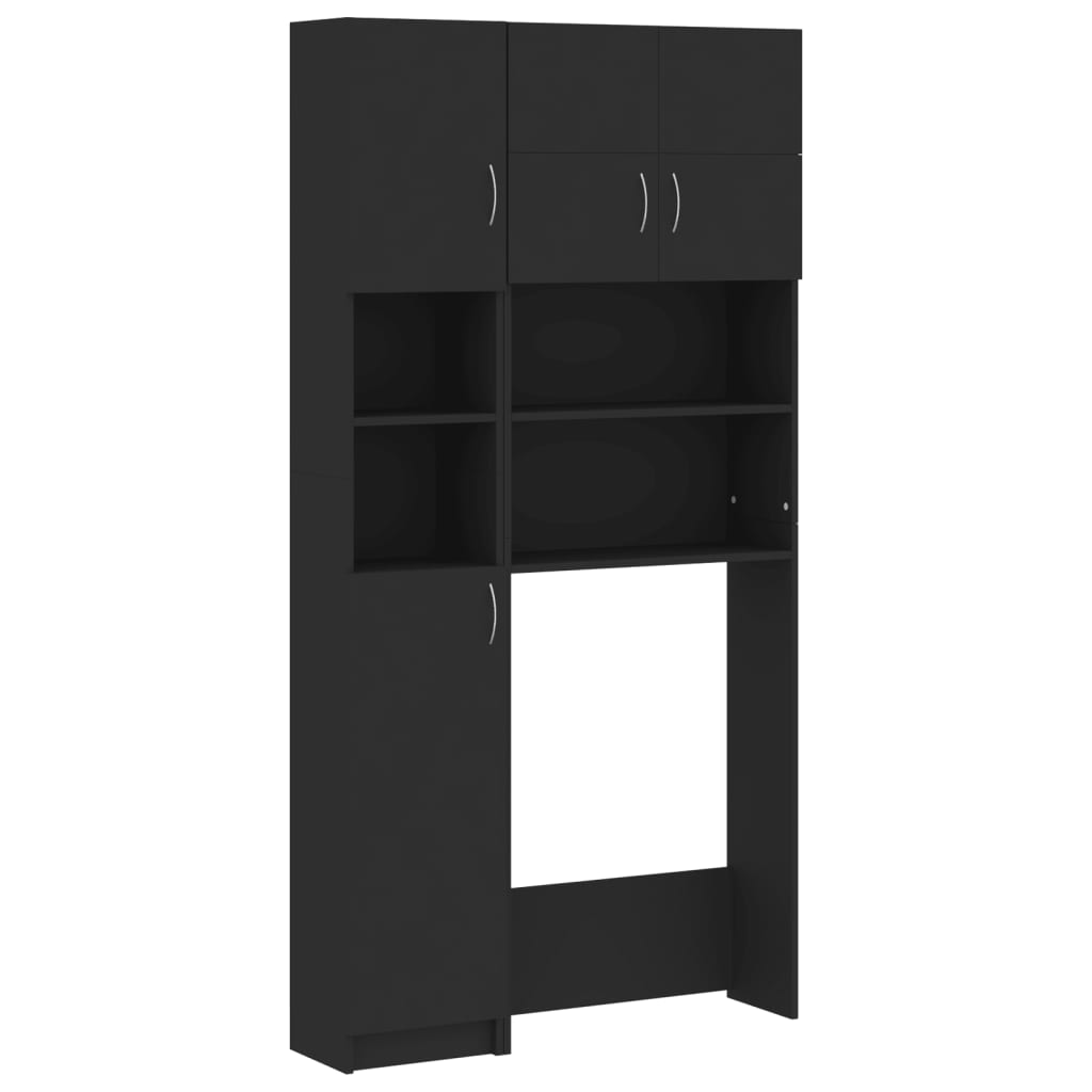 Set Mobili per Lavatrice Nero in Truciolato