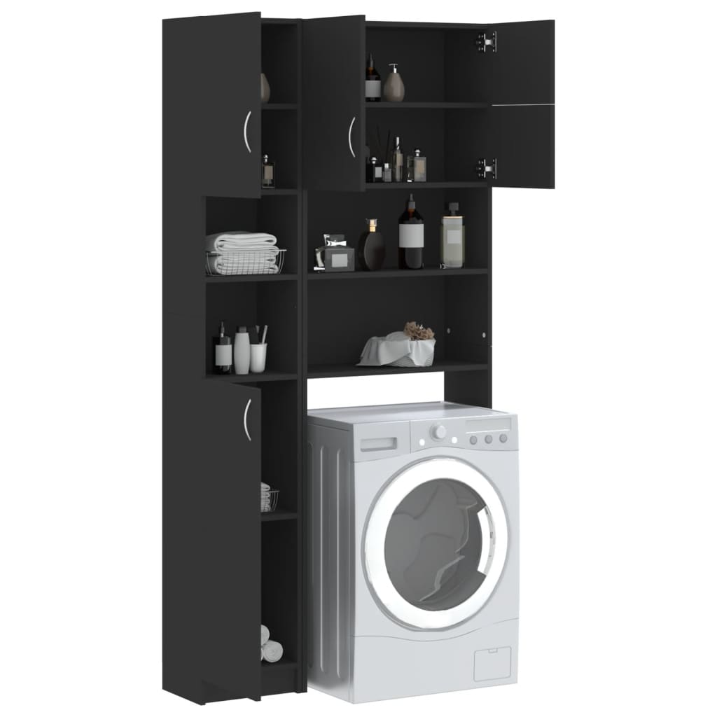 Set Mobili per Lavatrice Nero in Truciolato