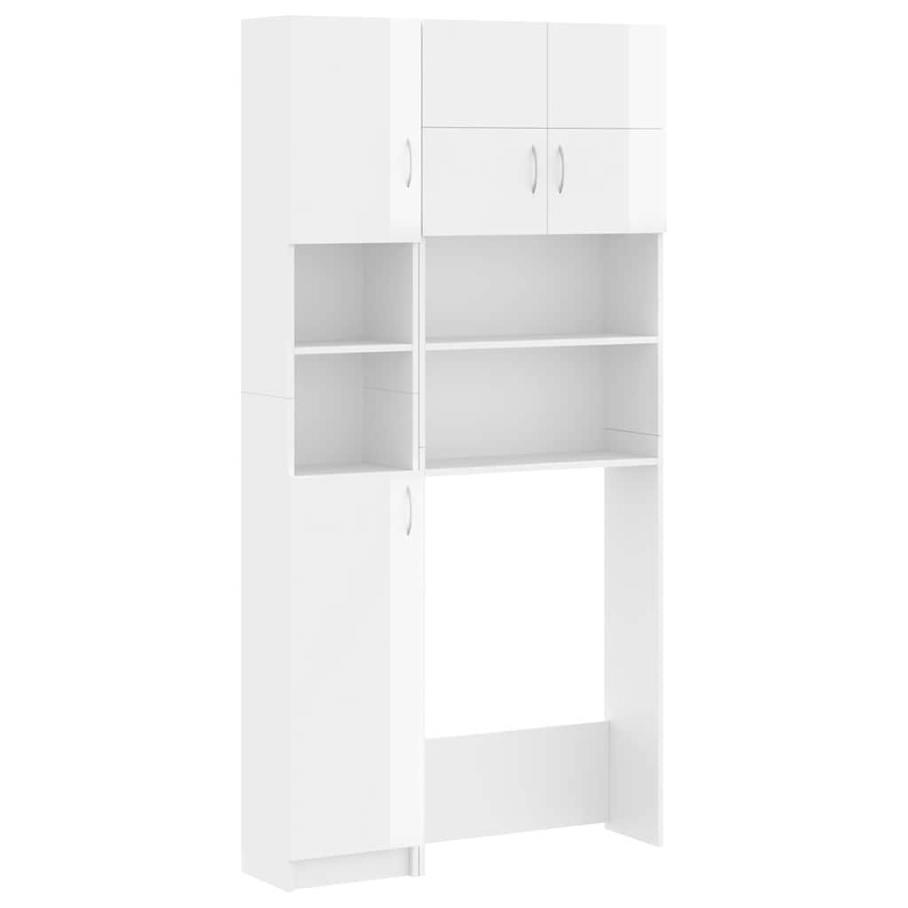 Set Mobili per Lavatrice Bianco Lucido in Truciolato