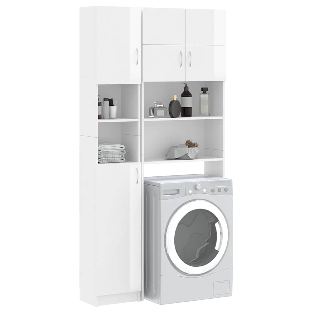 Set Mobili per Lavatrice Bianco Lucido in Truciolato