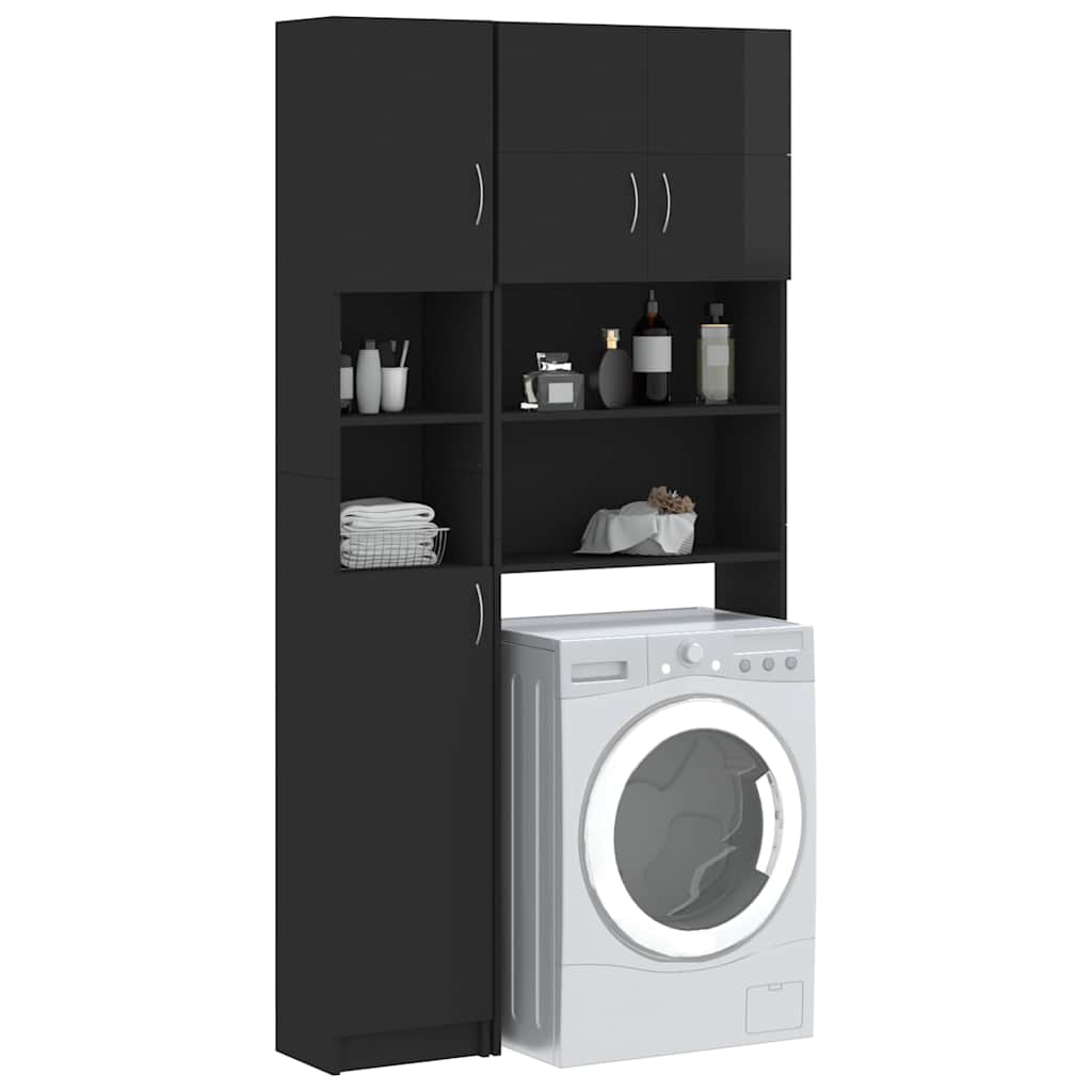 Set Mobili per Lavatrice Nero Lucido in Truciolato