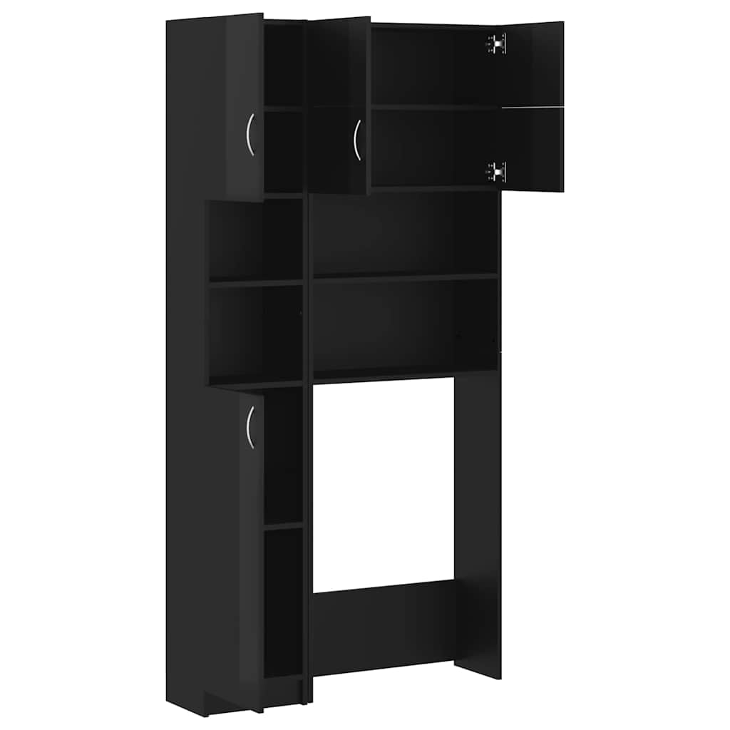 Set Mobili per Lavatrice Nero Lucido in Truciolato