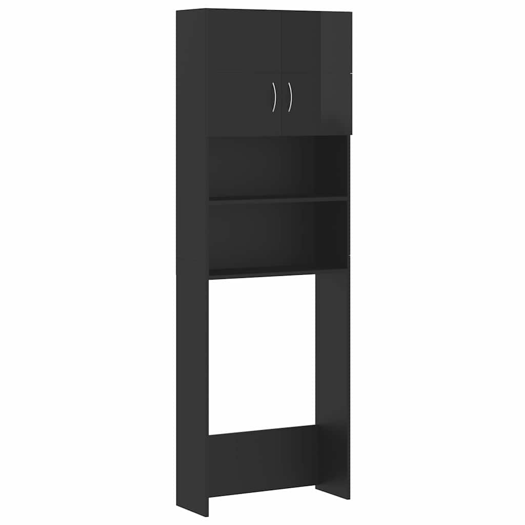 Set Mobili per Lavatrice Nero Lucido in Truciolato