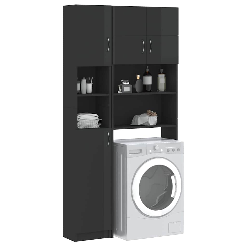 Set Mobili per Lavatrice Grigio Lucido in Truciolato